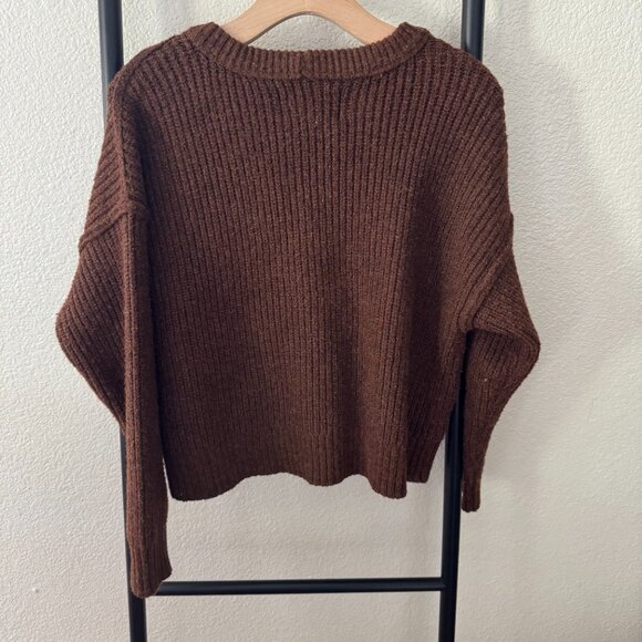 American Eagle Brown Wool Blend Knit Cropped Sweater Size Small - Picture 4 of 5